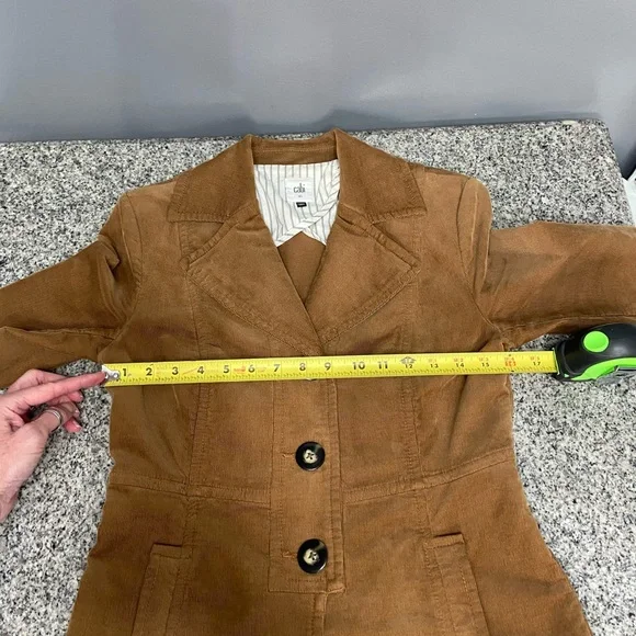 CABI Journey Tailored 3 Button Corduroy Jacket Caramel Brown Lagenlook Cabin XS - Picture 15 of 17